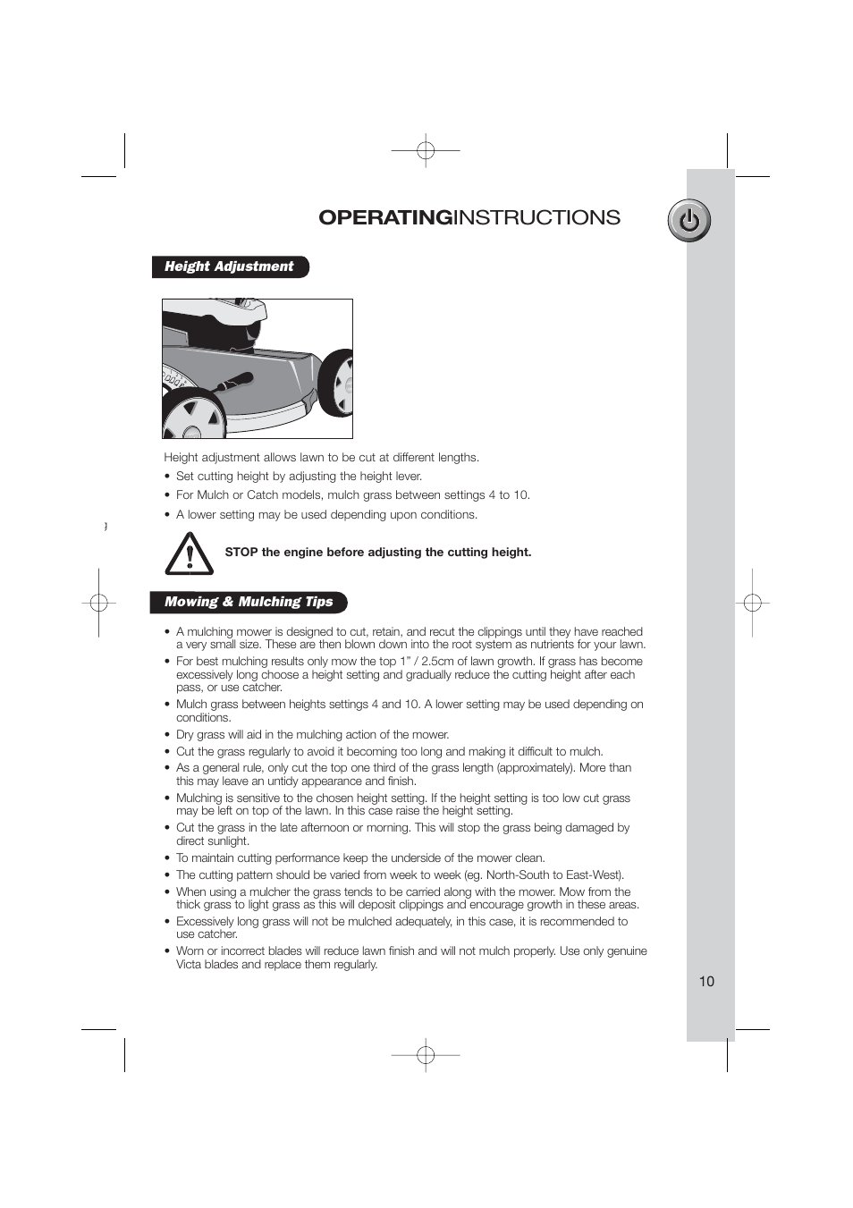 Operating instructions | Briggs & Stratton Electric Lawnmower User Manual | Page 13 / 28