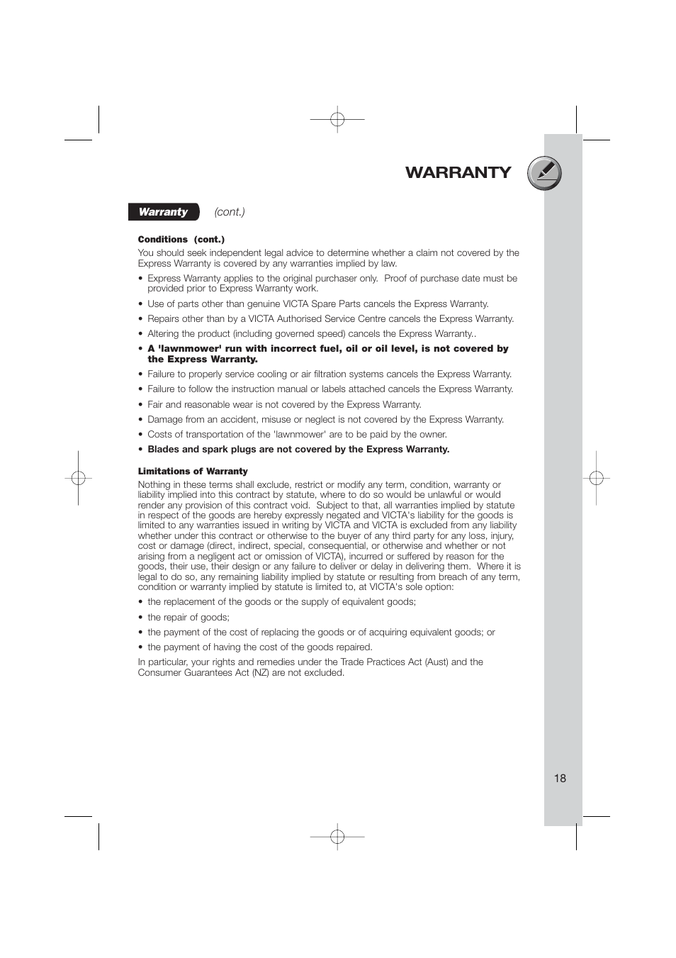 Warranty | Briggs & Stratton Electric Lawnmower User Manual | Page 21 / 28