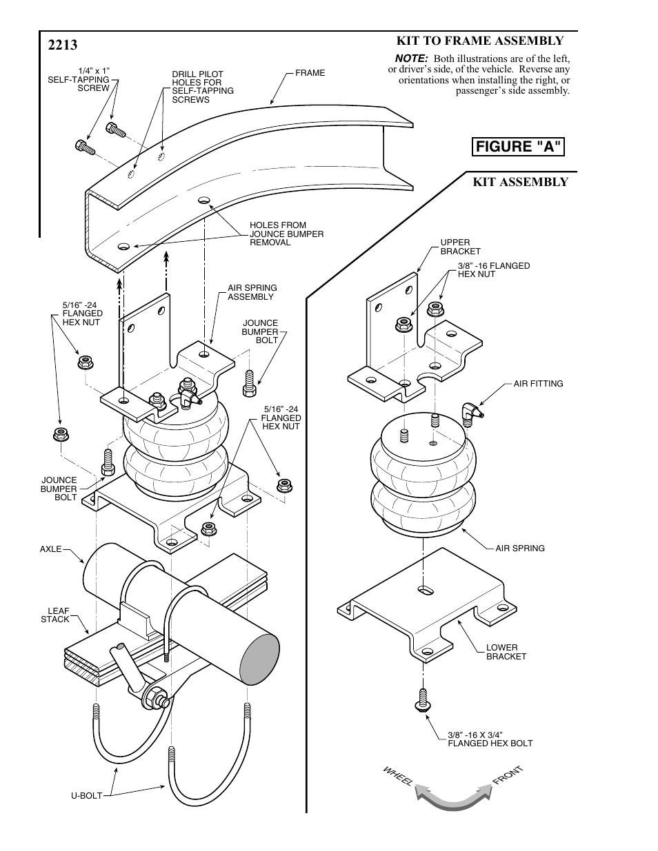 2213 figure "a, Kit to frame assembly, Kit assembly | Rite-Ride 2213 User Manual | Page 2 / 12