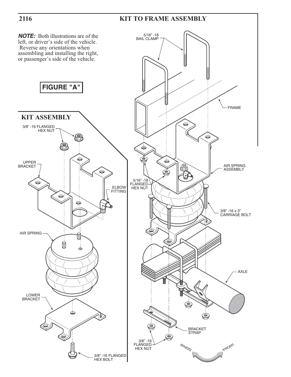 2116 kit to frame assembly, Figure "a" kit assembly | Rite-Ride 2116 User Manual | Page 2 / 12