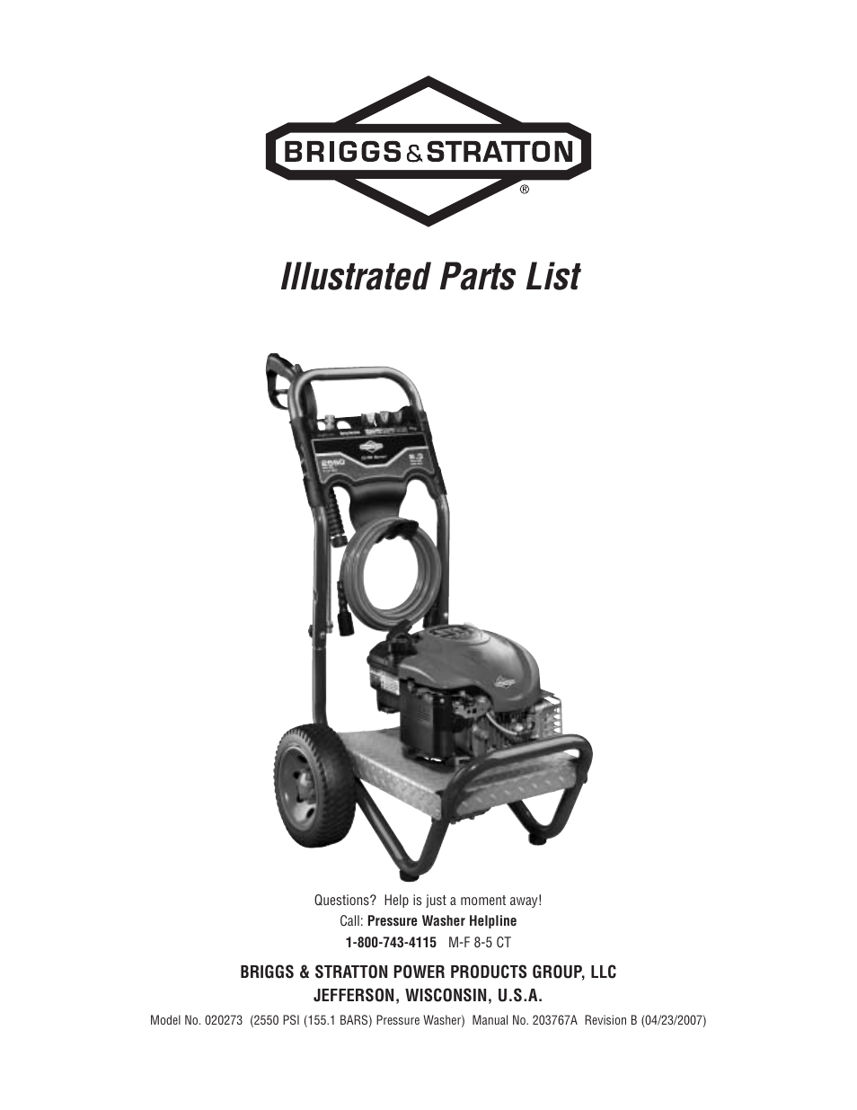 Briggs & Stratton 20273 User Manual | 3 pages