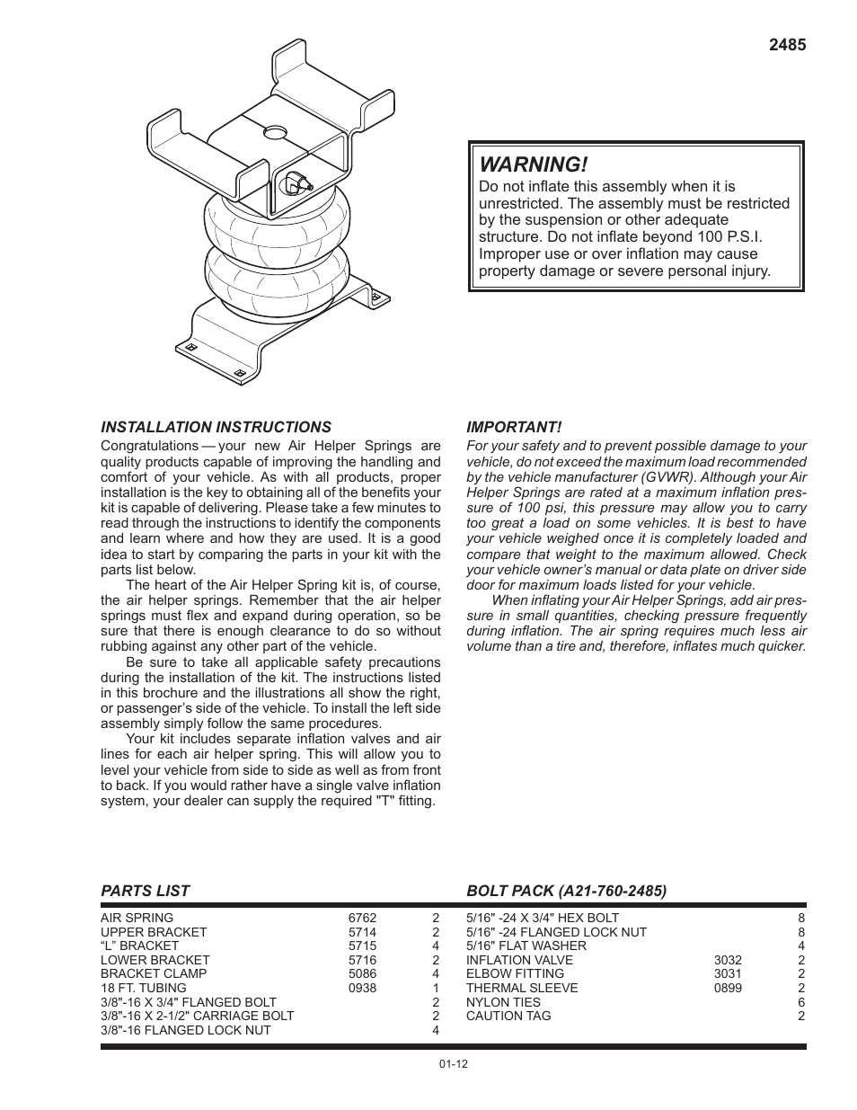 Rite-Ride 2485 User Manual | 12 pages