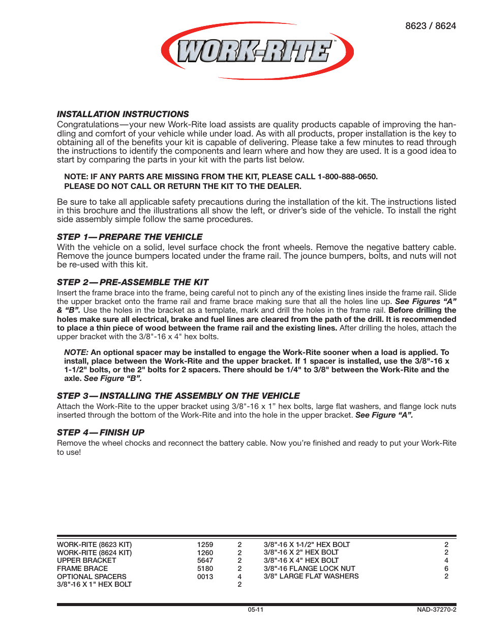 Rite-Ride 8624 User Manual | 4 pages