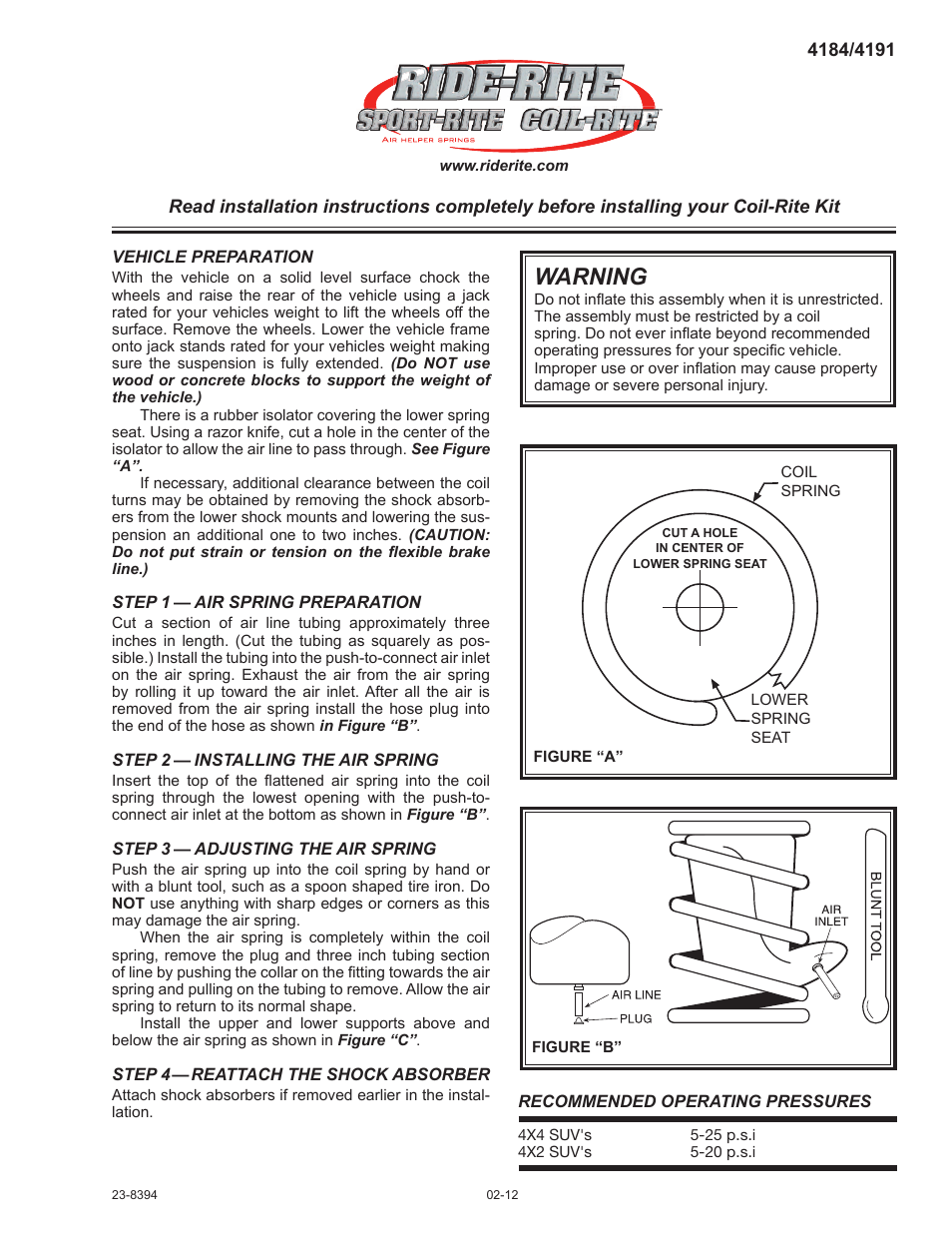 Rite-Ride 4191 User Manual | 4 pages