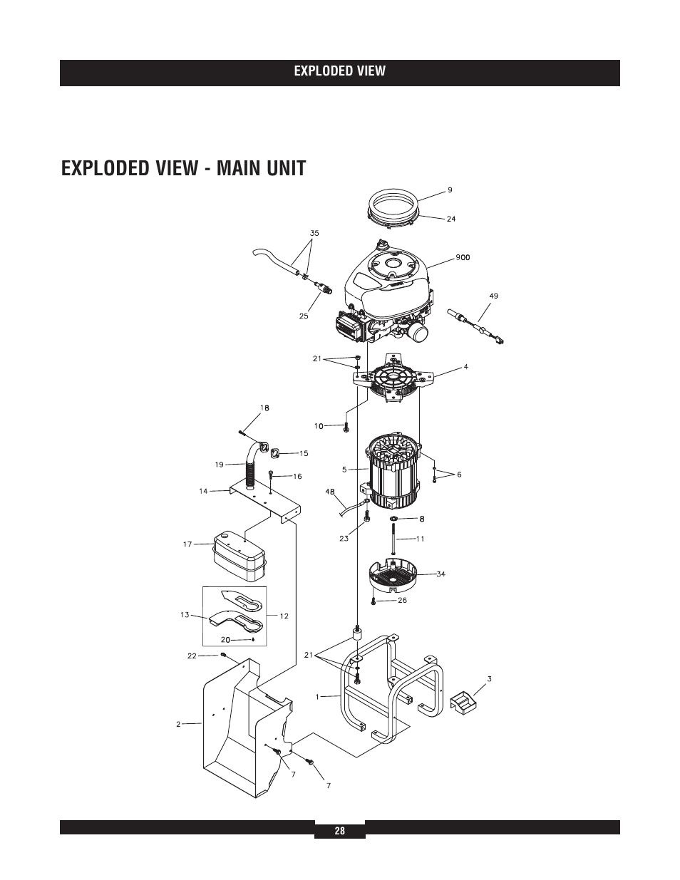 Exploded view - main unit | Briggs & Stratton 40220 User Manual | Page 28 / 88
