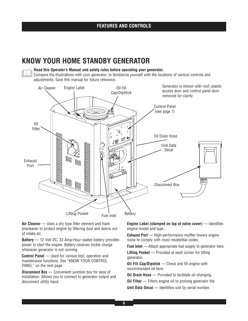 Access door, And access door, Know your home standby generator | Briggs & Stratton 40220 User Manual | Page 6 / 88