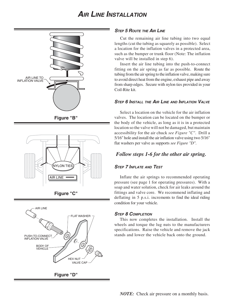 Nstallation, Follow steps 1-6 for the other air spring | Rite-Ride 4178 User Manual | Page 2 / 4