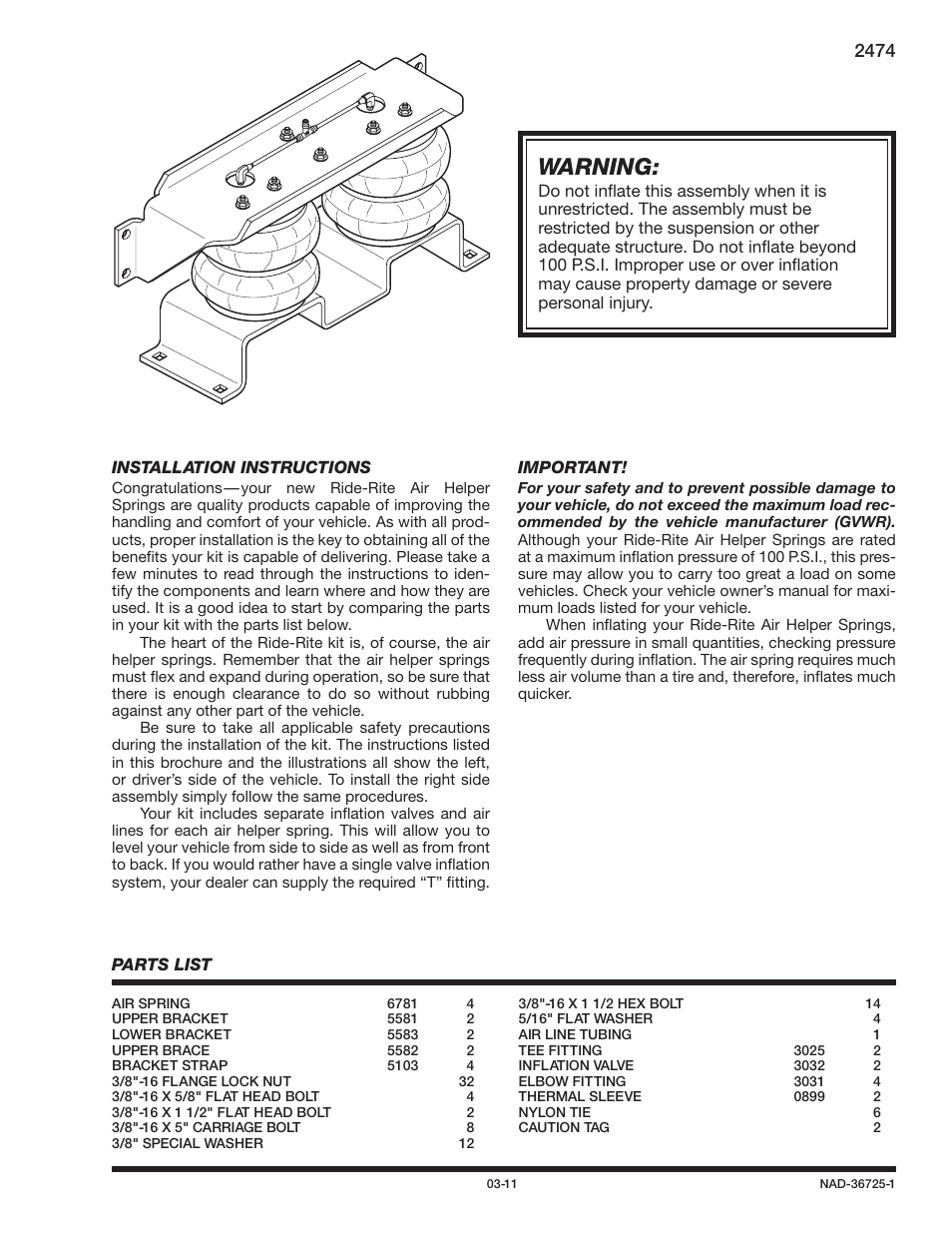 Rite-Ride 2474 User Manual | 12 pages