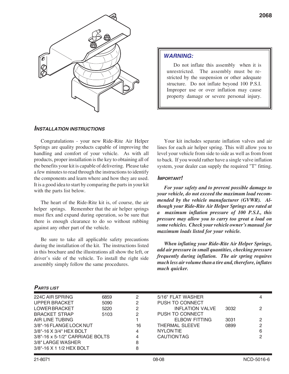 Rite-Ride 2068 User Manual | 13 pages