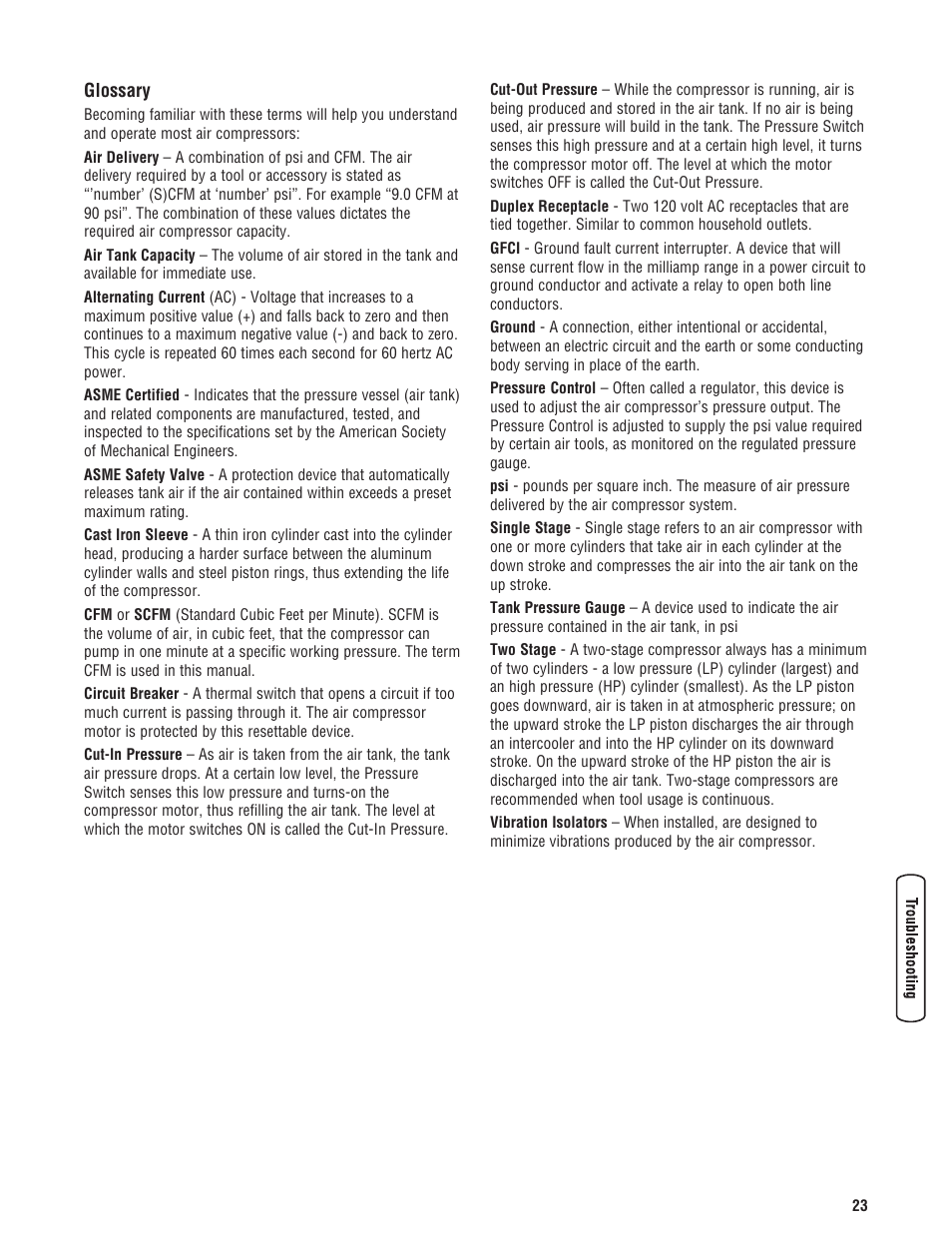 Glossaire, Glossary | Briggs & Stratton 203721GS User Manual | Page 23 / 84