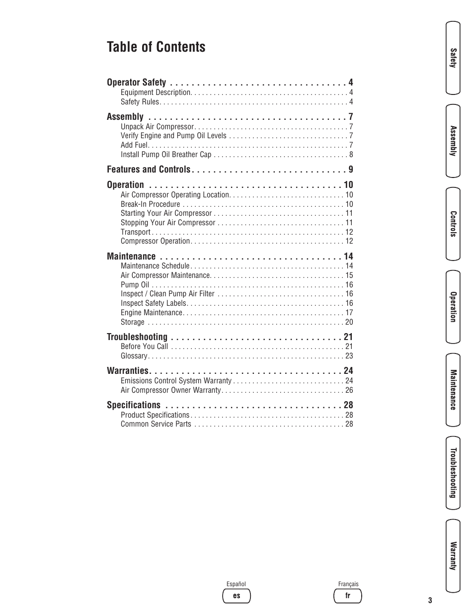 Briggs & Stratton 203721GS User Manual | Page 3 / 84