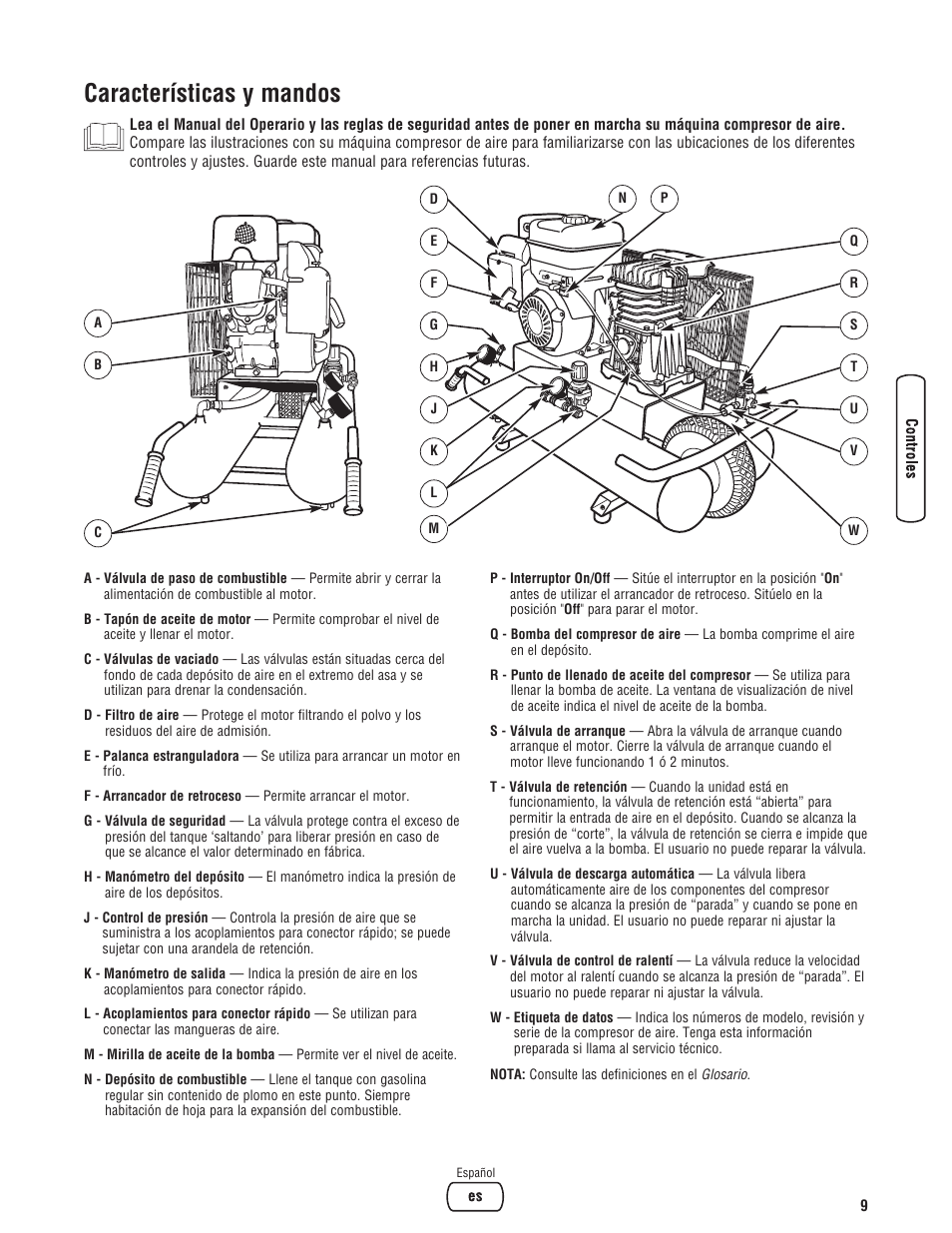Características y mandos | Briggs & Stratton 203721GS User Manual | Page 37 / 84