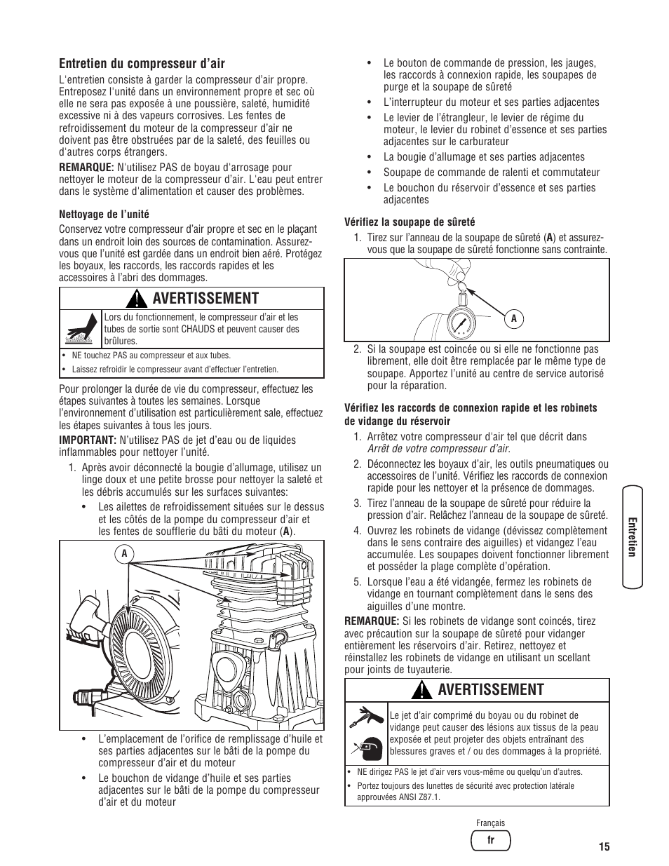 Avertissement | Briggs & Stratton 203721GS User Manual | Page 71 / 84