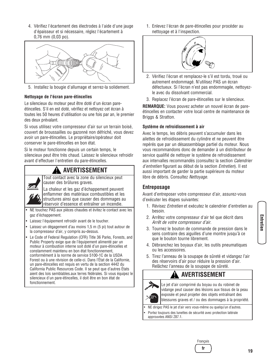 Avertissement | Briggs & Stratton 203721GS User Manual | Page 75 / 84