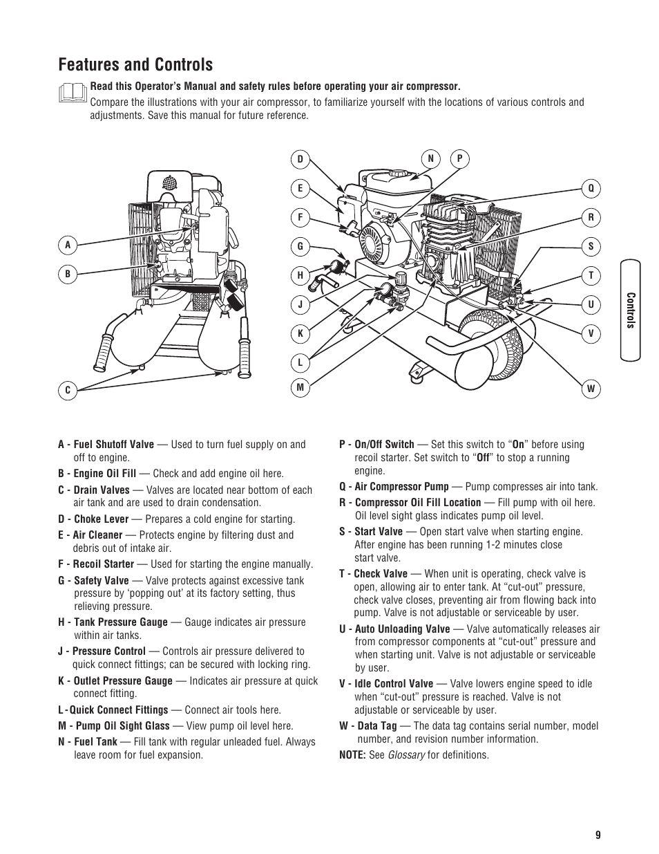 Fonctions et commandes, Features and controls | Briggs & Stratton 203721GS User Manual | Page 9 / 84