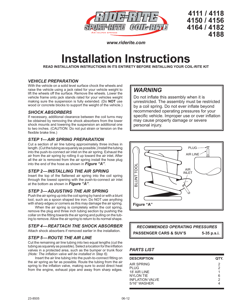 Rite-Ride 4188 User Manual | 4 pages