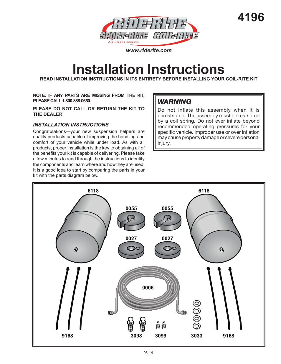 Rite-Ride 4196 User Manual | 3 pages