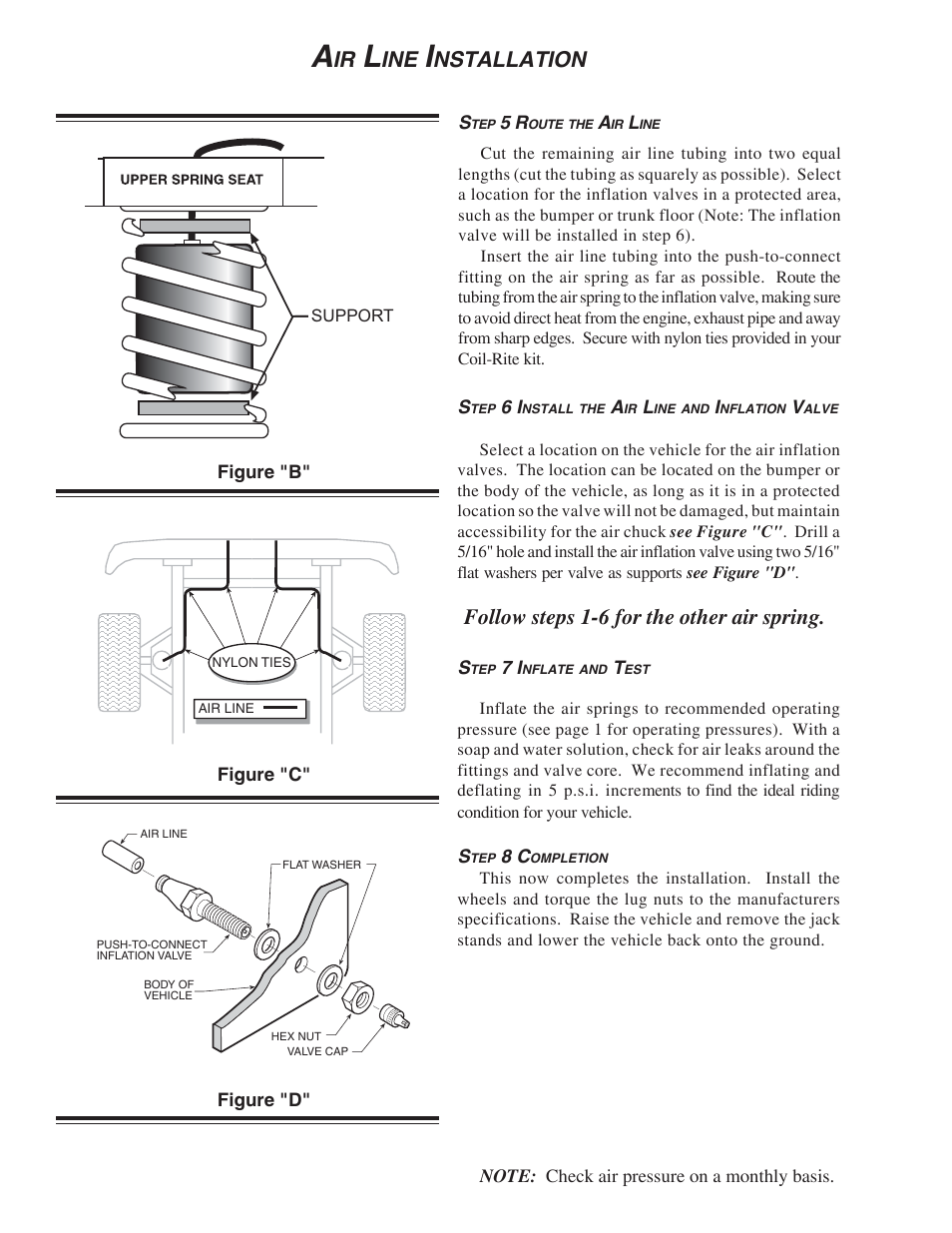 Nstallation, Follow steps 1-6 for the other air spring | Rite-Ride 4166 User Manual | Page 2 / 4