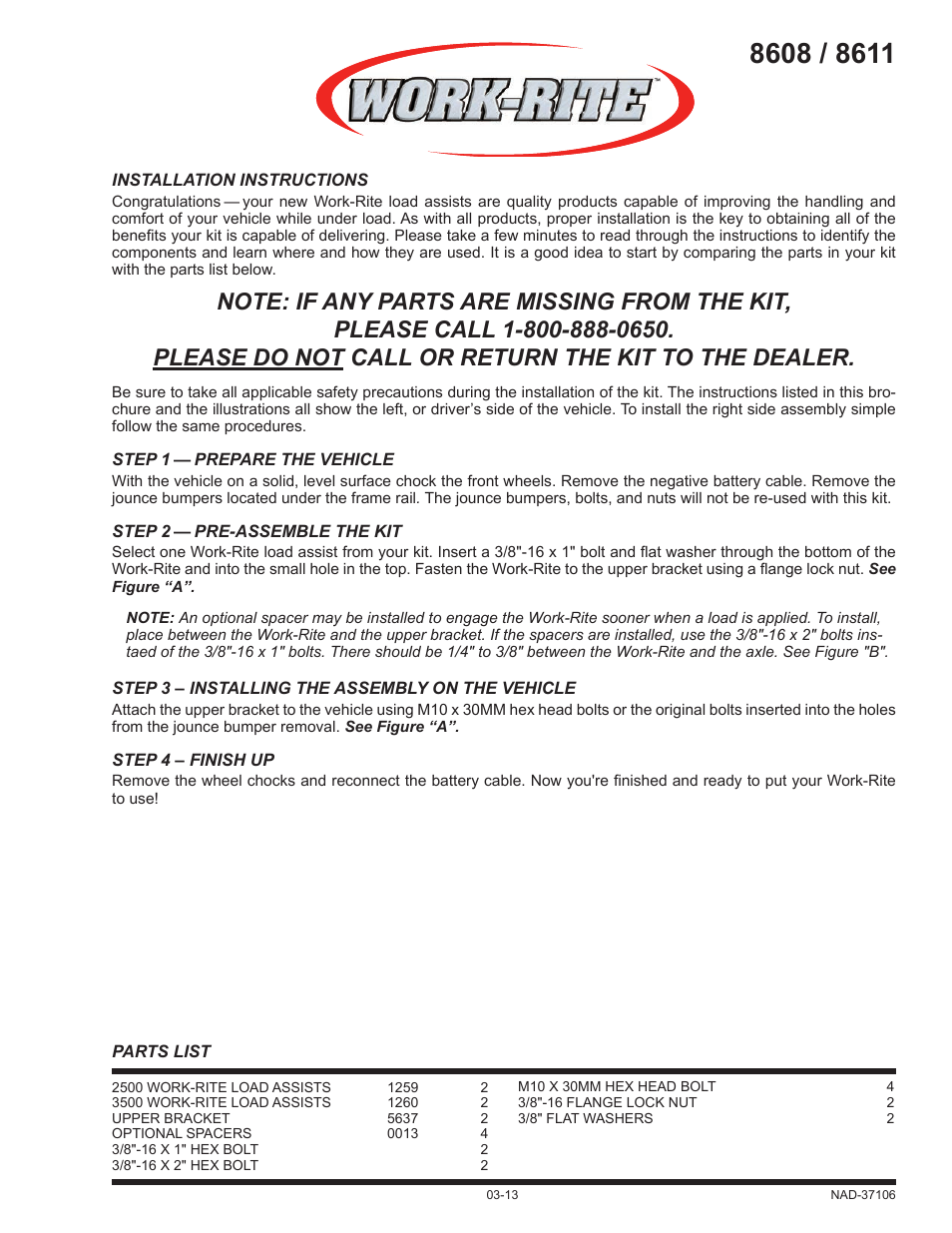 Rite-Ride 8608 User Manual | 4 pages