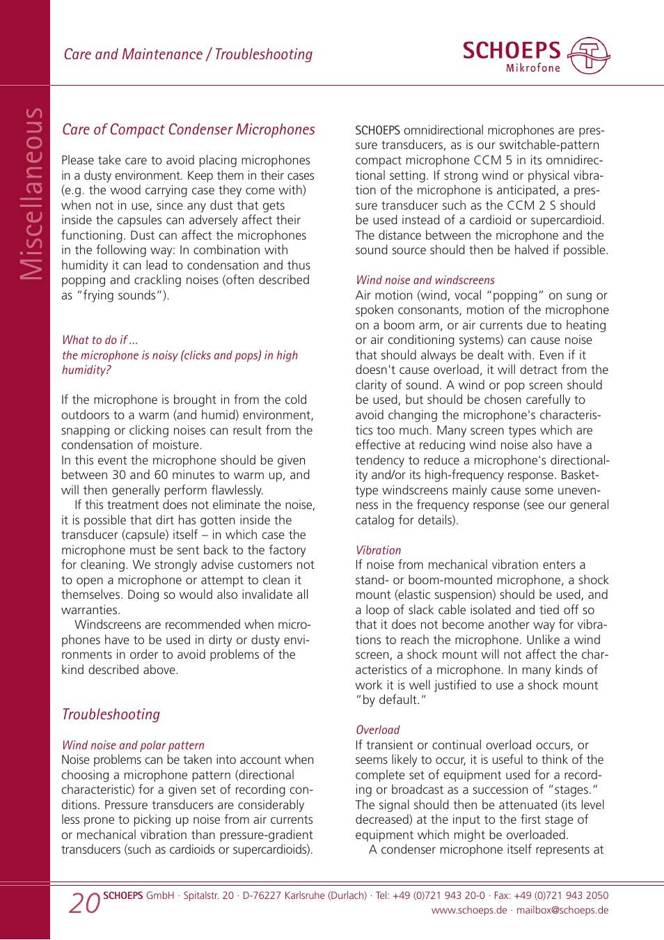 Miscellaneous | SCHOEPS CCM User Manual | Page 20 / 24