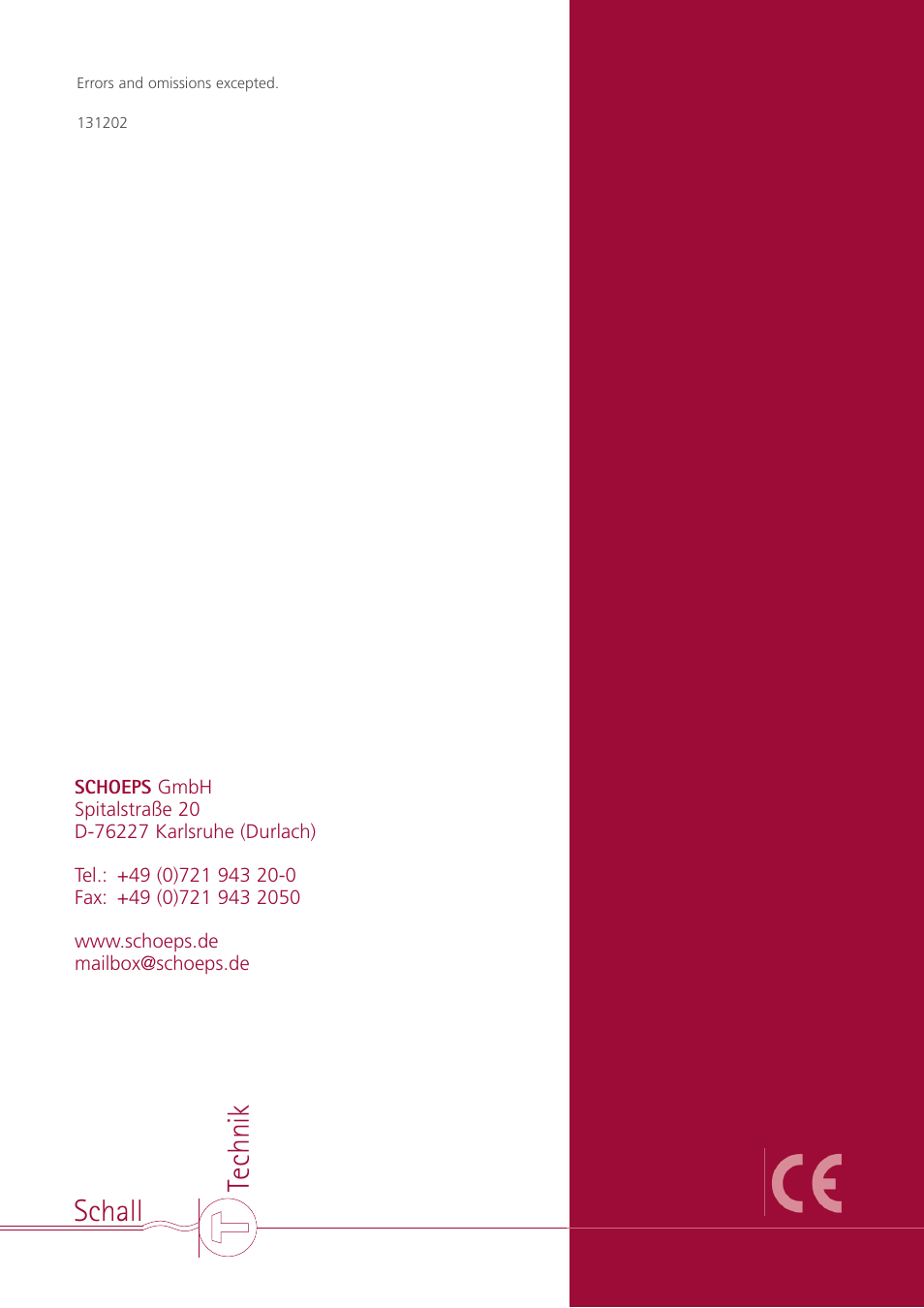 Te chnik schall | SCHOEPS CCM User Manual | Page 24 / 24