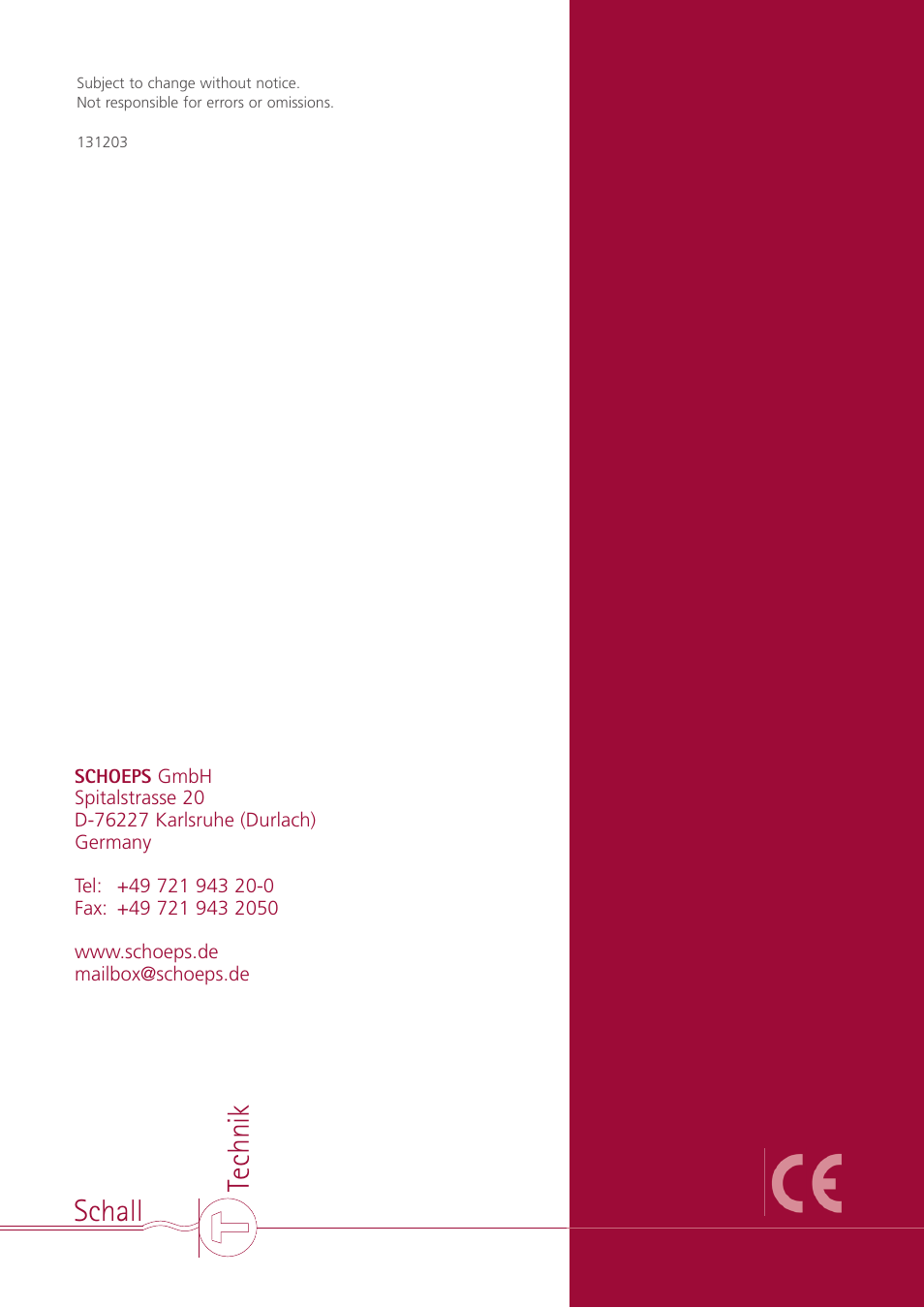 Te chnik schall | SCHOEPS MK xx User Manual | Page 24 / 24