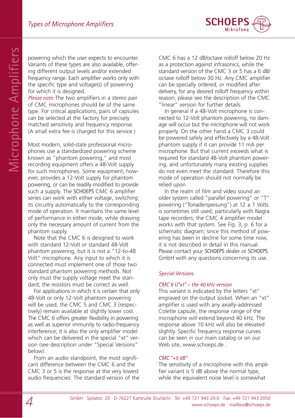Microphone amplifiers | SCHOEPS MK xx User Manual | Page 4 / 24