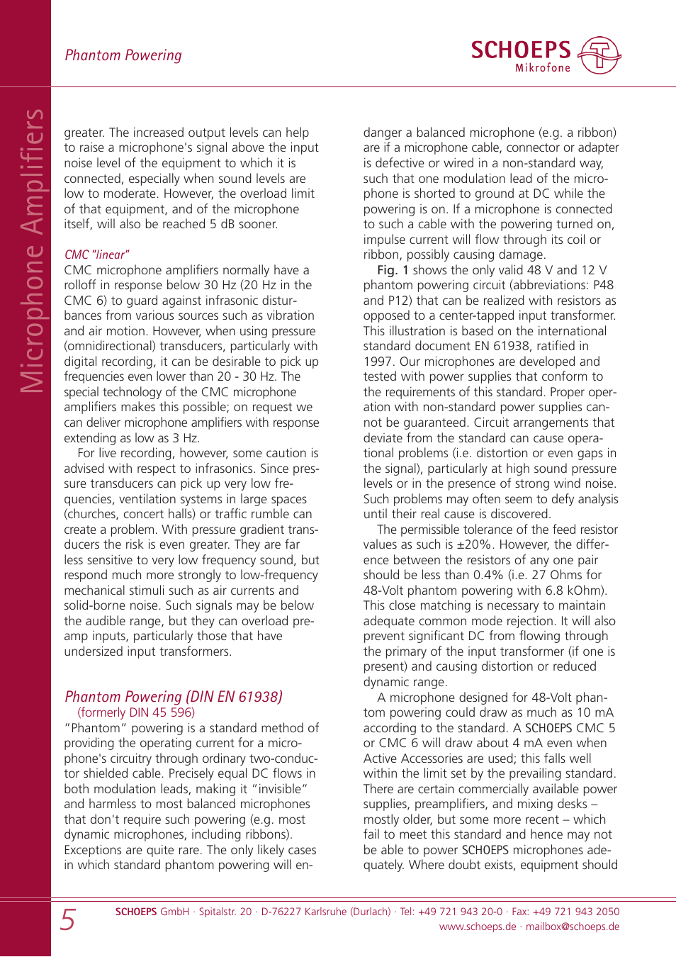 Microphone amplifiers | SCHOEPS MK xx User Manual | Page 5 / 24