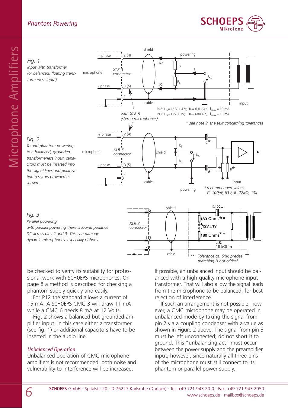 Microphone amplifiers, Phantom powering, Fig. 2 | Fig. 1, Fig. 3 | SCHOEPS MK xx User Manual | Page 6 / 24