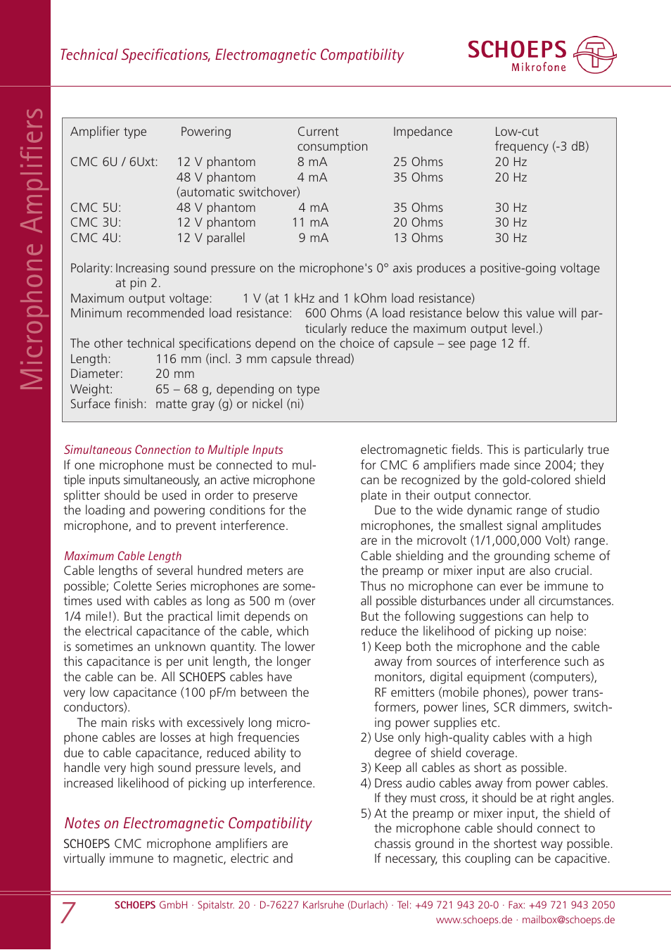 Microphone amplifiers | SCHOEPS MK xx User Manual | Page 7 / 24