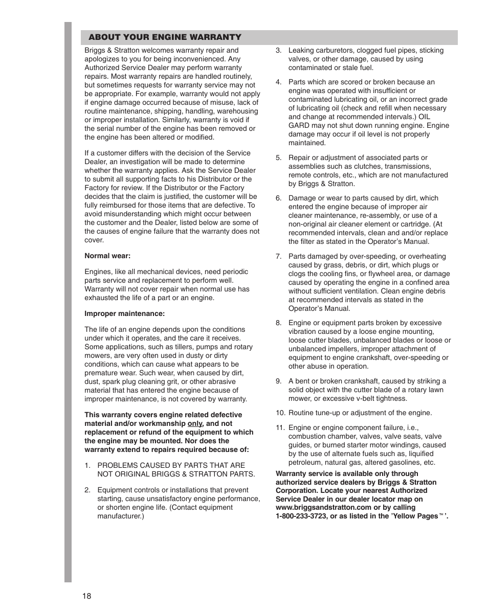 Briggs & Stratton 470000 User Manual | Page 18 / 20
