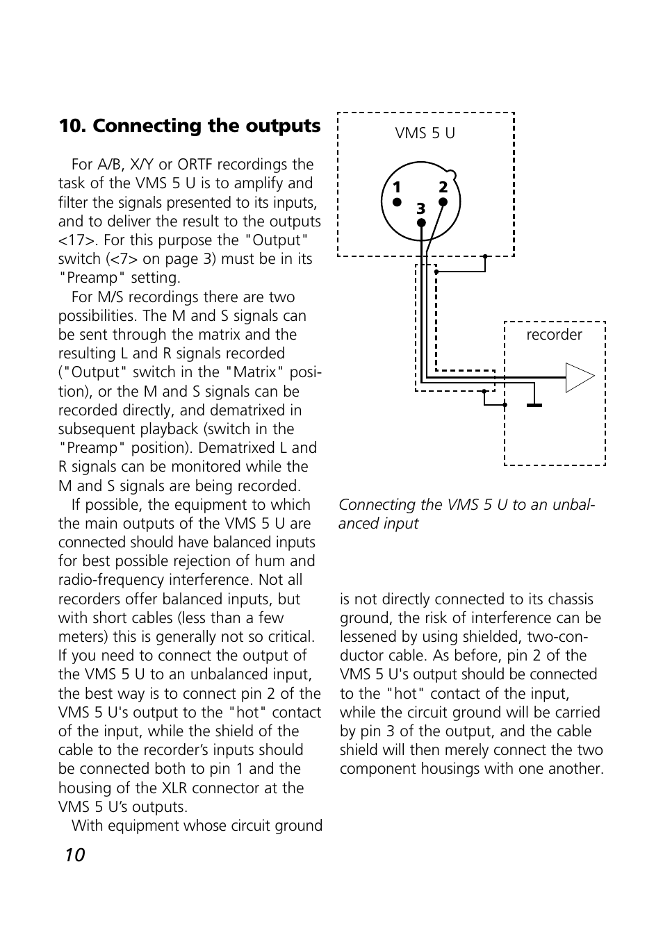 Connecting the outputs | SCHOEPS VMS 5 U User Manual | Page 10 / 24