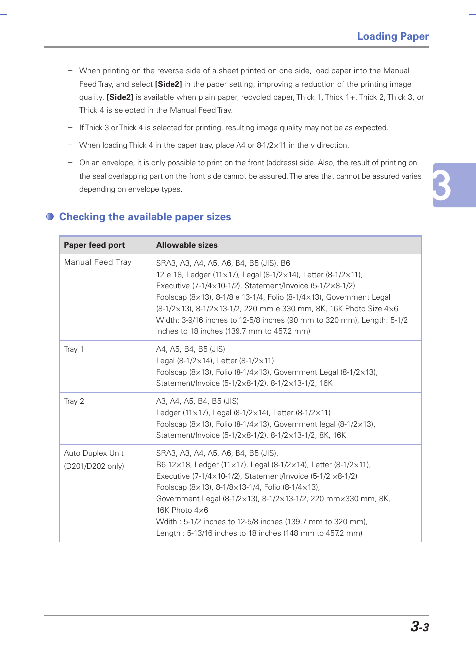 Checking the available paper sizes, Checking the available paper sizes -3 | Sindoh D202 User Manual | Page 53 / 94
