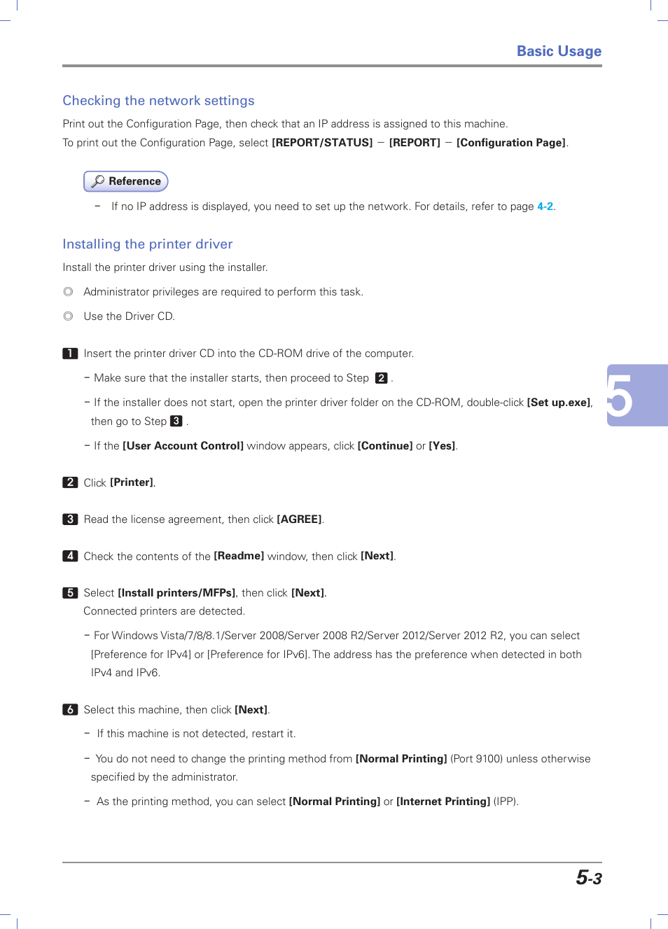 Checking the network settings, Installing the printer driver, Checking the network settings -3 | Installing the printer driver -3, Basic usage | Sindoh D202 User Manual | Page 67 / 94