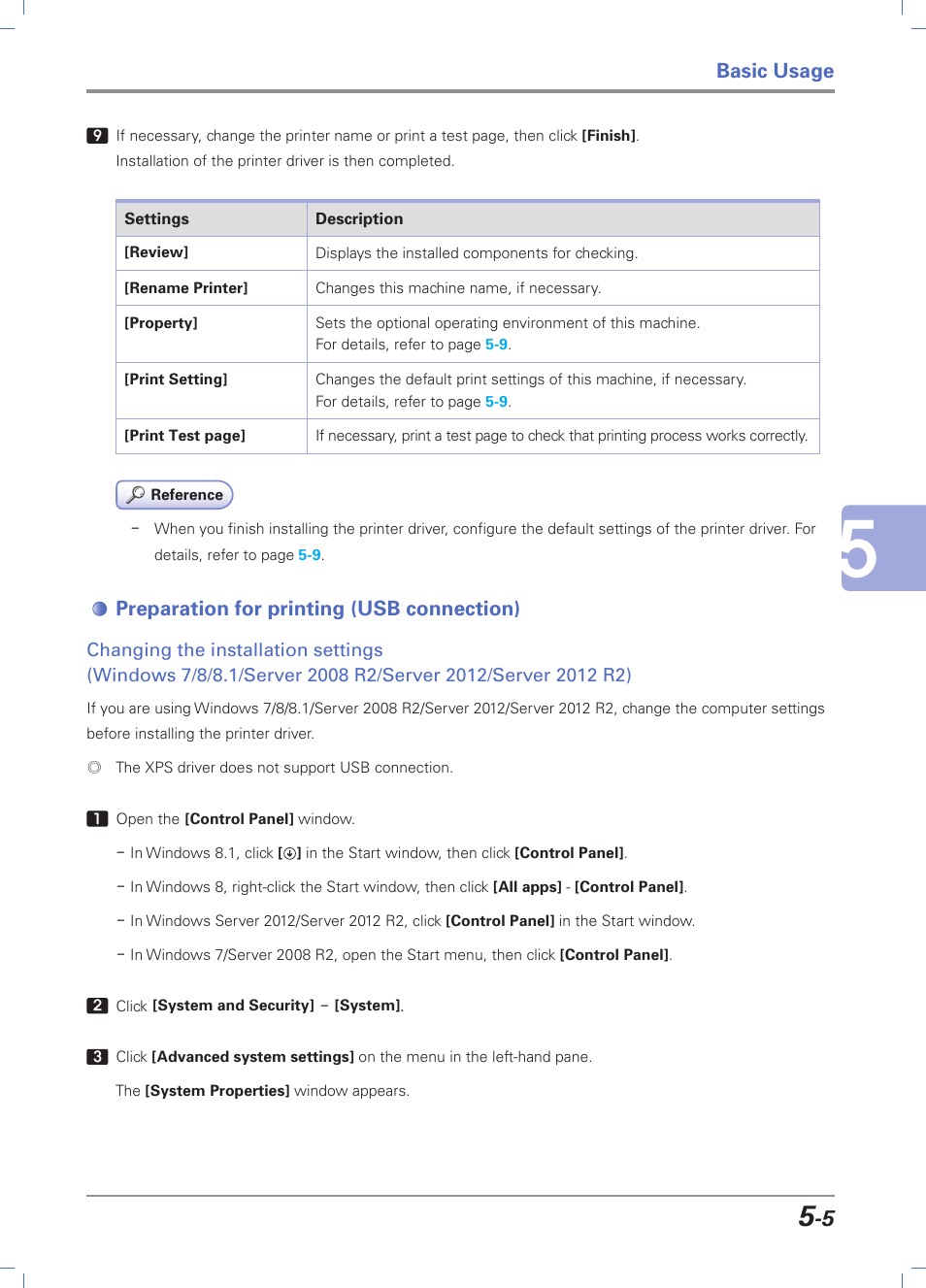 Preparation for printing (usb connection), Preparation for printing (usb connection) -5, Changing the installation settings | Basic usage | Sindoh D202 User Manual | Page 69 / 94