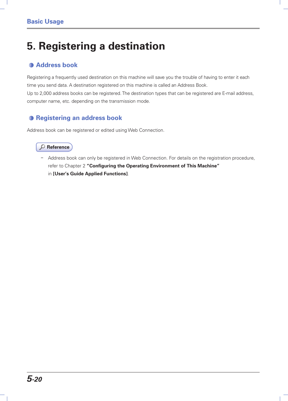 Registering a destination, Address book, Registering an address book | Registering a destination -20, Address book -20, Registering an address book -20 | Sindoh D202 User Manual | Page 84 / 94