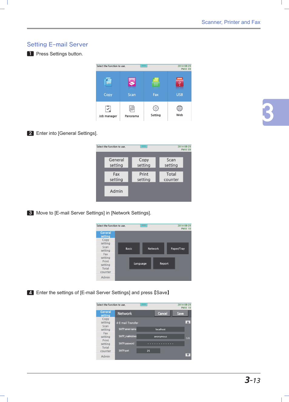 Setting e-mail server, Setting e-mail server -13 | Sindoh M612 User Manual | Page 101 / 284