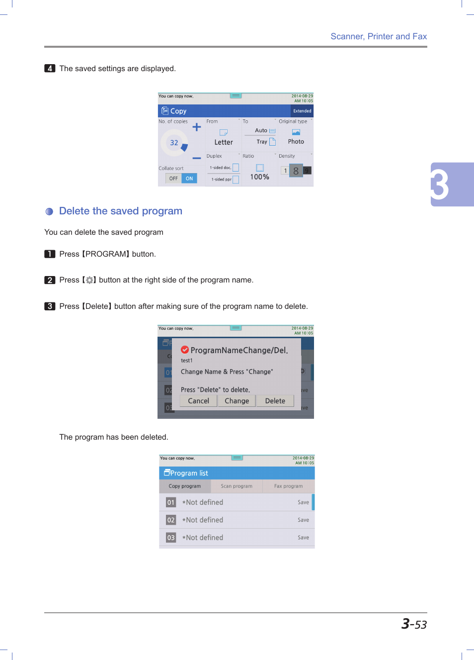 Delete the saved program, Delete the saved program -53 | Sindoh M612 User Manual | Page 141 / 284