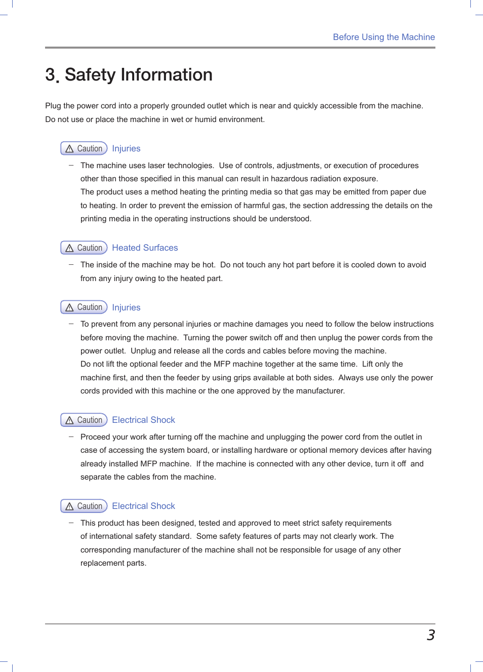 Safety information | Sindoh M612 User Manual | Page 19 / 284
