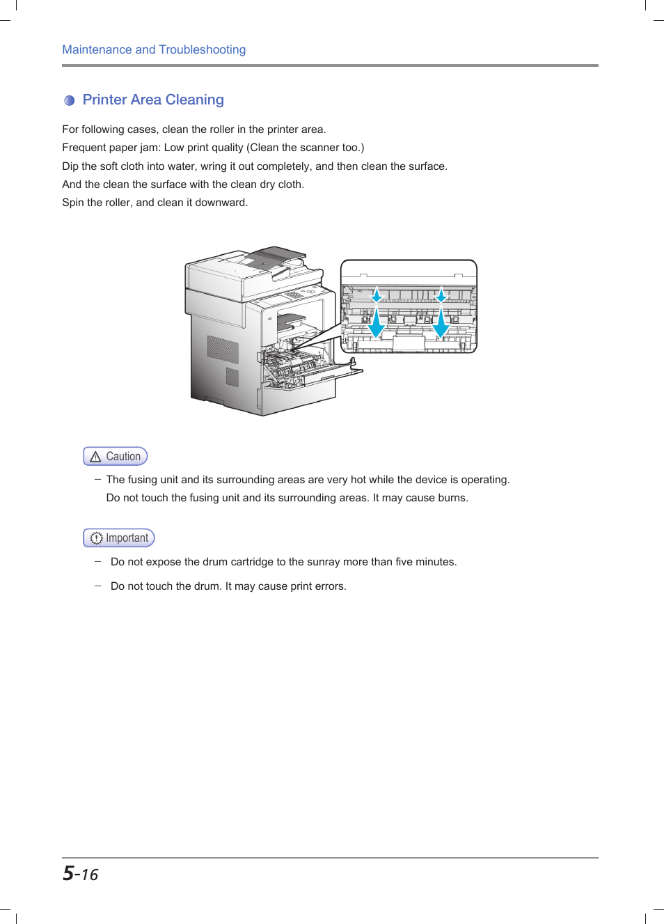 Printer area cleaning, Printer area cleaning -16 | Sindoh M612 User Manual | Page 242 / 284