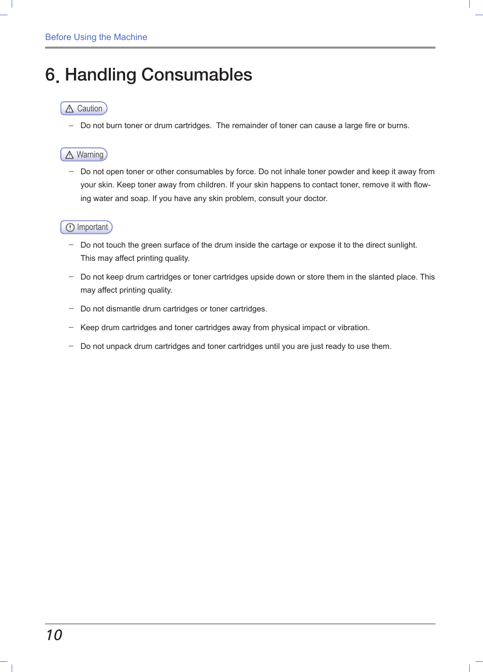 Handling consumables | Sindoh M612 User Manual | Page 26 / 284