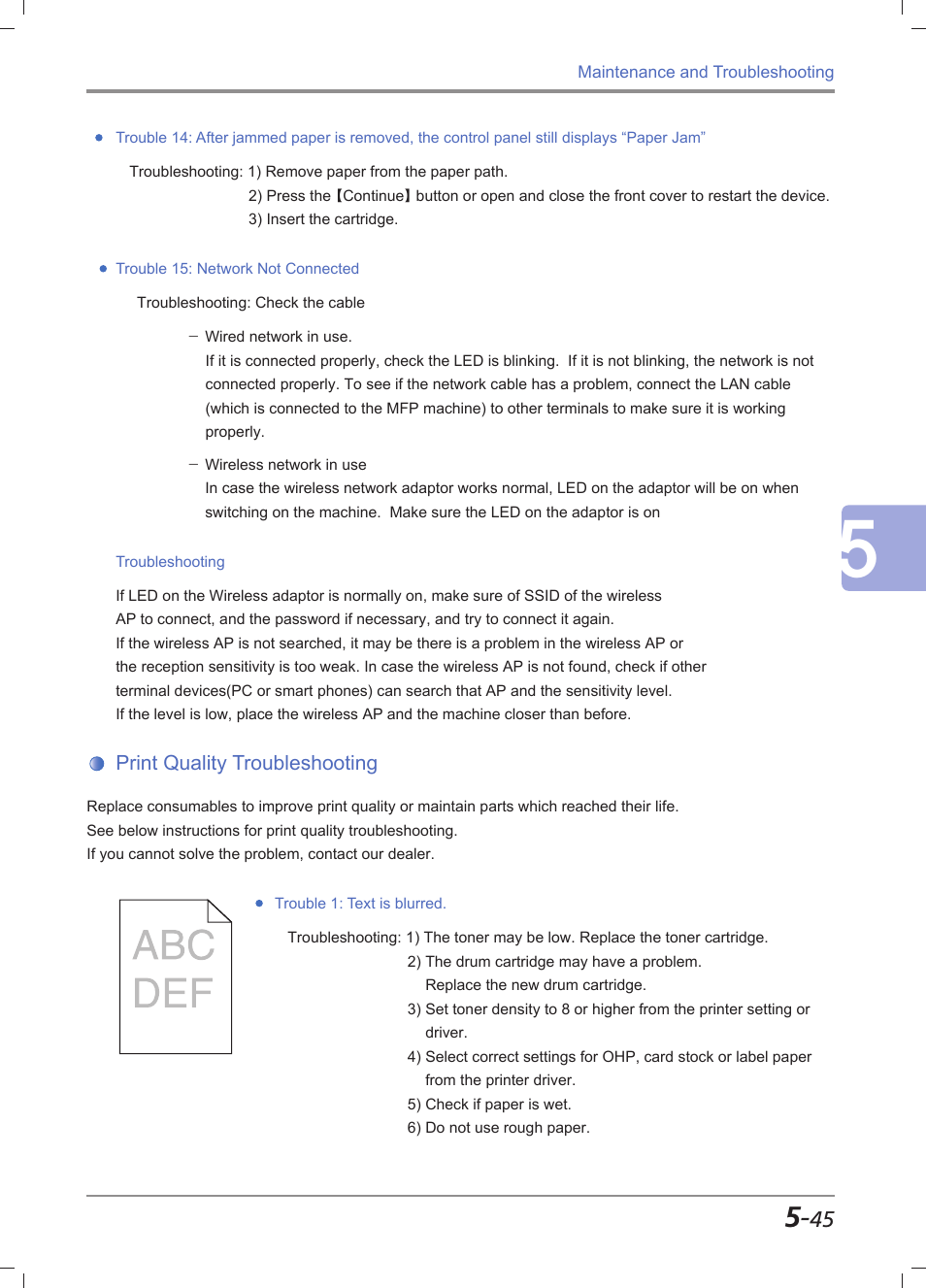 Print quality troubleshooting, Print quality troubleshooting -45 | Sindoh M612 User Manual | Page 271 / 284