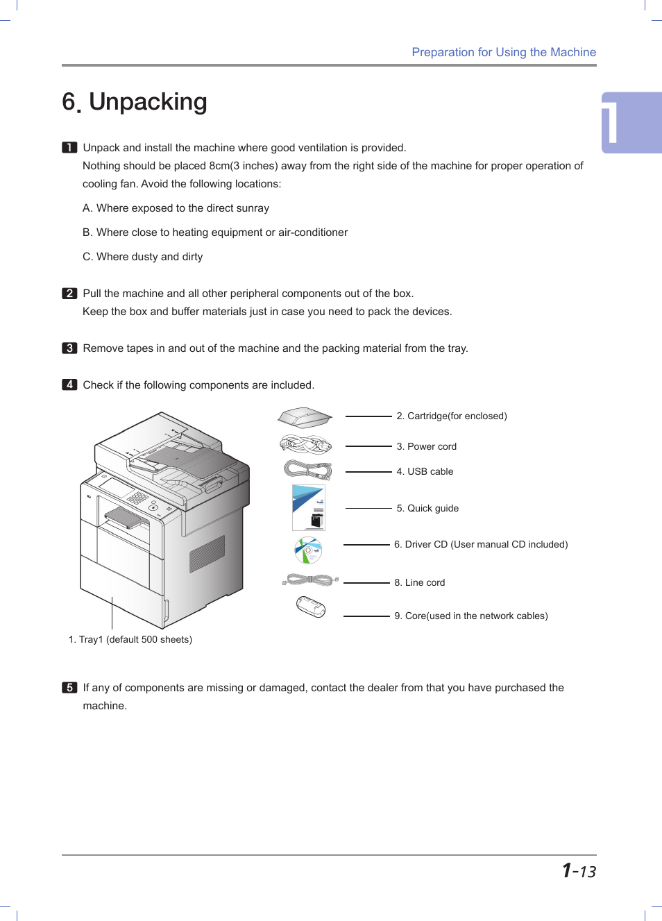 Unpacking, Unpacking -13 | Sindoh M612 User Manual | Page 43 / 284