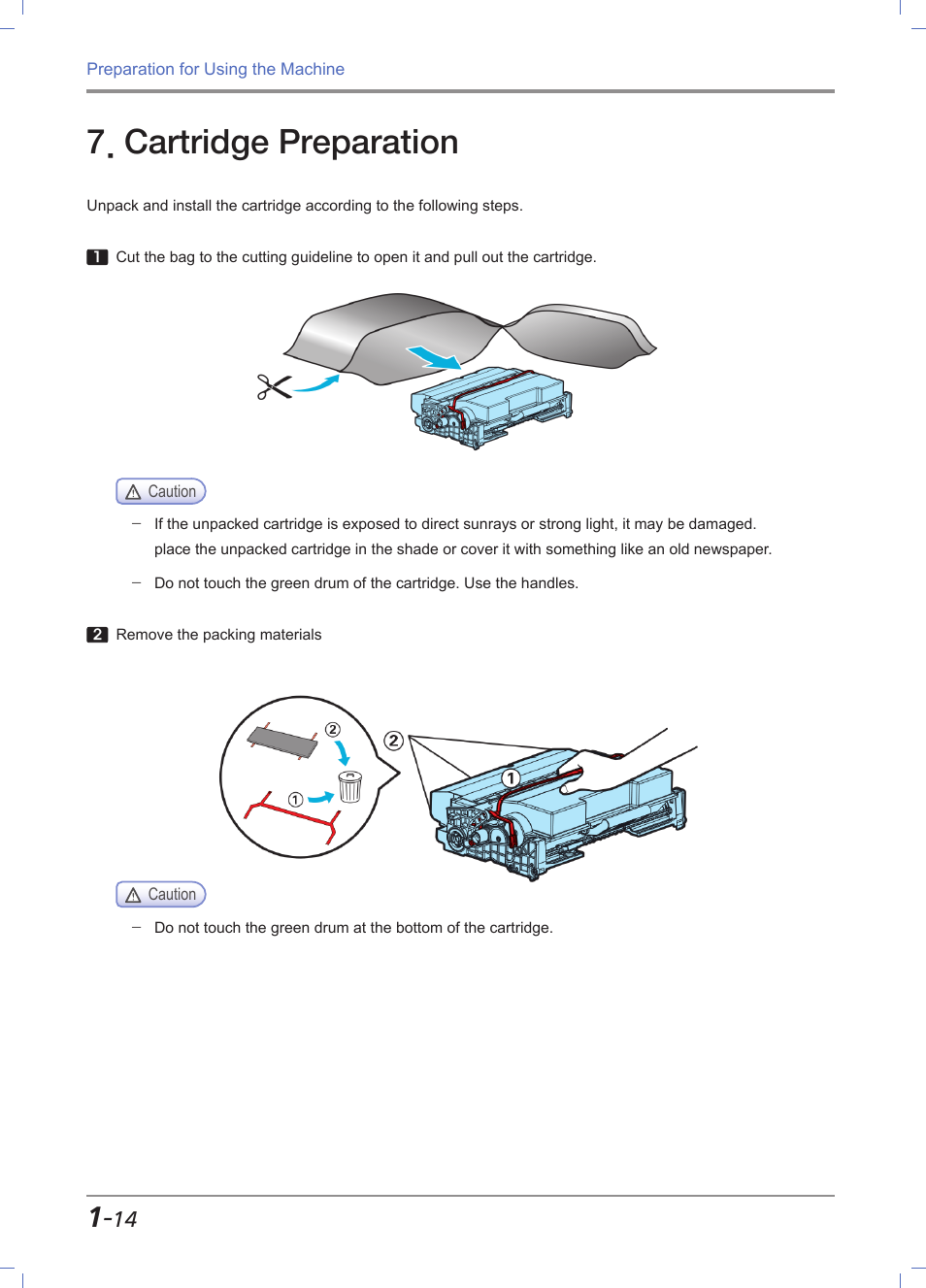 Cartridge preparation, Cartridge preparation -14 | Sindoh M612 User Manual | Page 44 / 284
