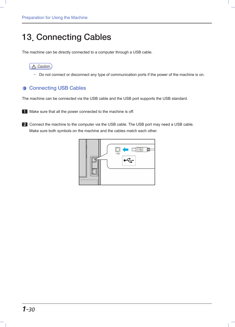 Connecting cables, Connecting usb cables, Connecting cables -30 | Connecting usb cables -30 | Sindoh M612 User Manual | Page 60 / 284