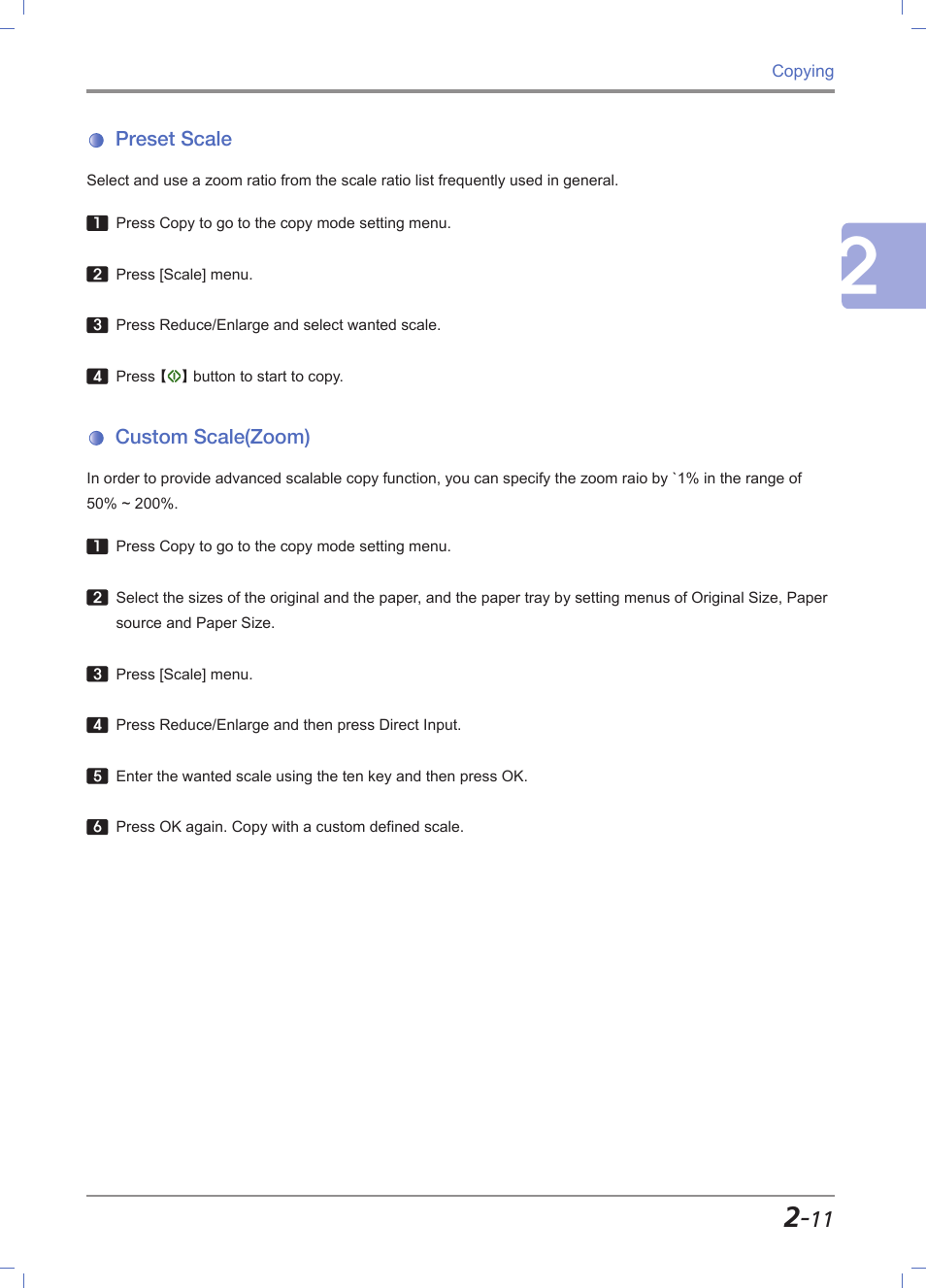 Preset scale, Custom scale(zoom), Preset scale -11 | Custom scale(zoom) -11 | Sindoh M612 User Manual | Page 81 / 284
