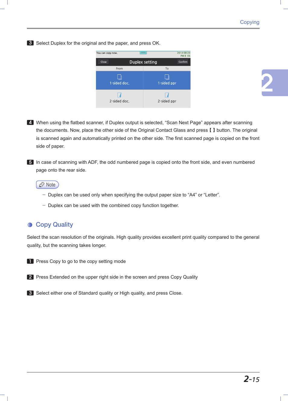 Copy quality, Copy quality -15 | Sindoh M612 User Manual | Page 85 / 284