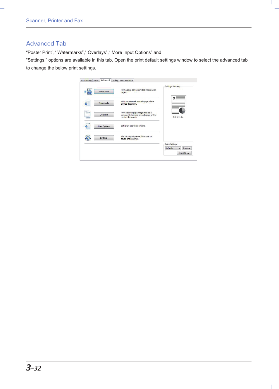 Advanced tab, Advanced tab -32 | Sindoh M611 User Manual | Page 116 / 258