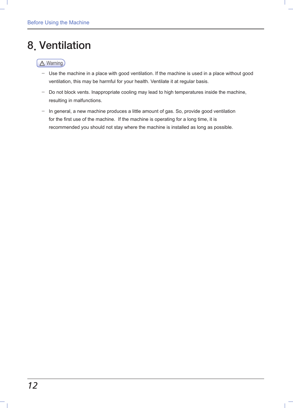 Ventilation | Sindoh M611 User Manual | Page 26 / 258