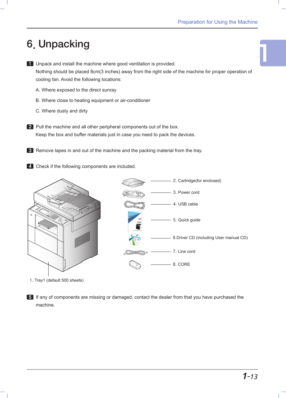 Unpacking, Unpacking -13 | Sindoh M611 User Manual | Page 41 / 258